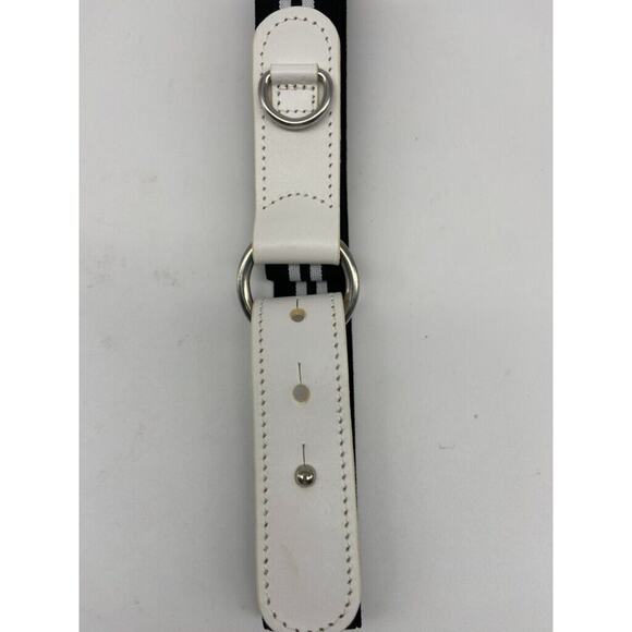 NWT Cole Haan Belt Womens Sz S M Black White Leather Trim Elastic Stretch Buckle - Picture 10 of 16